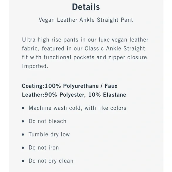 A&F Vegan Leather Ankle Straight Pant - Picture 8 of 12